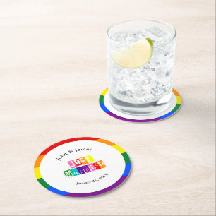 Dessous De Verre Rond Couple gay marié Mariage LGBTQ