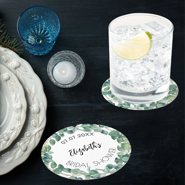 Dessous De Verre Rond Couronne de verdure d'eucalyptus pour enterrement  (Créateur téléchargé)