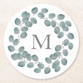 Dessous De Verre Rond Couronne d'eucalyptus en argent
