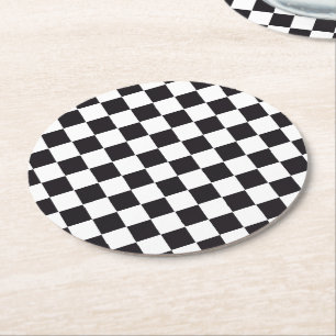 Dessous De Verre Rond Course de voiture / Motif d'échecs + votre backgr.