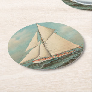 Dessous De Verre Rond Course Nautique Vintage Yachts #1