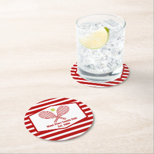 Dessous De Verre Rond Coutume Tennis Country Club Red Stried
