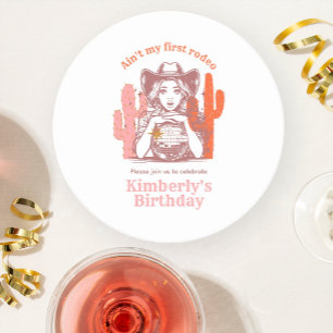 Dessous De Verre Rond Cowgirl Retro Pink Disco Ball Anniversaire
