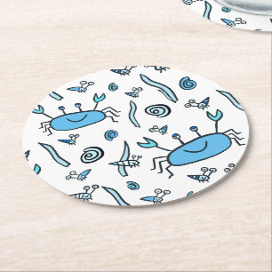 Dessous De Verre Rond Crabe bleu mûre Motif animal marin Enfants