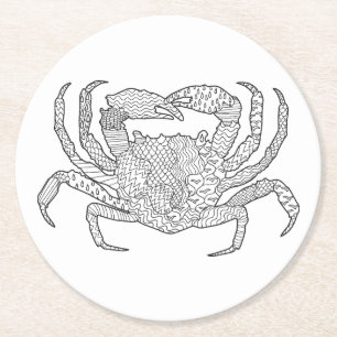 Dessous De Verre Rond Crabe de Zendoodle