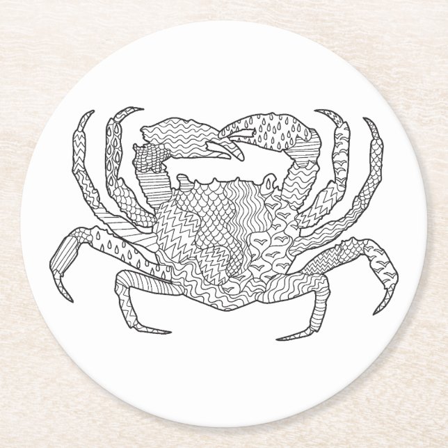 Dessous De Verre Rond Crabe de Zendoodle (Devant)