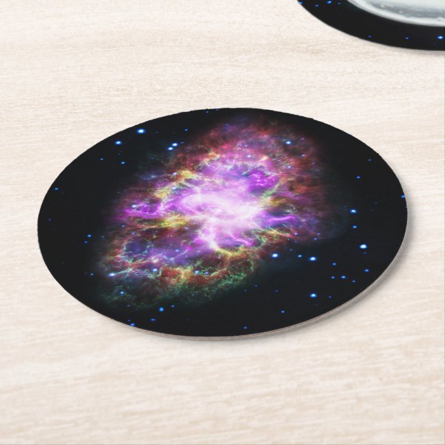 Dessous De Verre Rond Crabe Nebula Supernova Remnant Hubble Composite (Incliné)