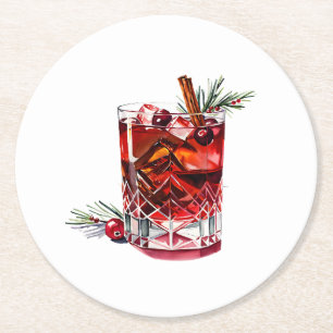 Dessous De Verre Rond Cranberry Cinnamon Whiskey Sour Cocktail