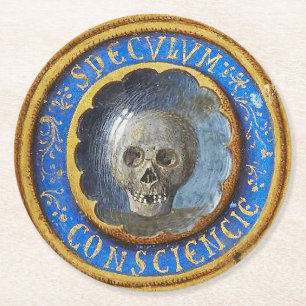 Dessous De Verre Rond Crâne de manuscrit médiéval tardif