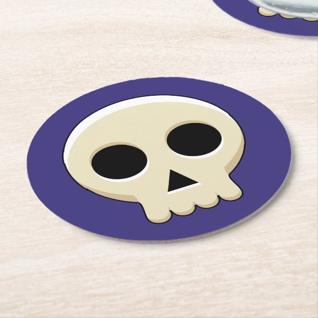 Dessous De Verre Rond Crâne déplaisant Cute Kawaii Goth (Incliné)