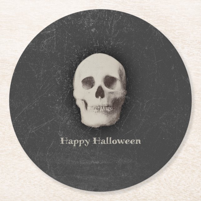 Dessous De Verre Rond Crâne déplaisant, Halloween (Devant)