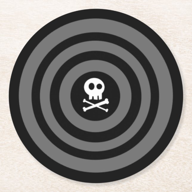 Dessous De Verre Rond Crâne mignon et os croisés (Devant)