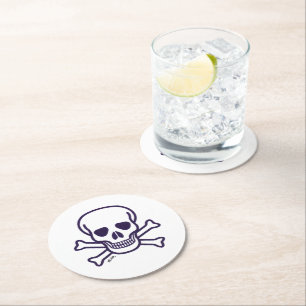 Dessous De Verre Rond Crâne n Bones blanc rond papier à boire