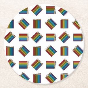 Dessous De Verre Rond Crayons de couleur arc-en-ciel