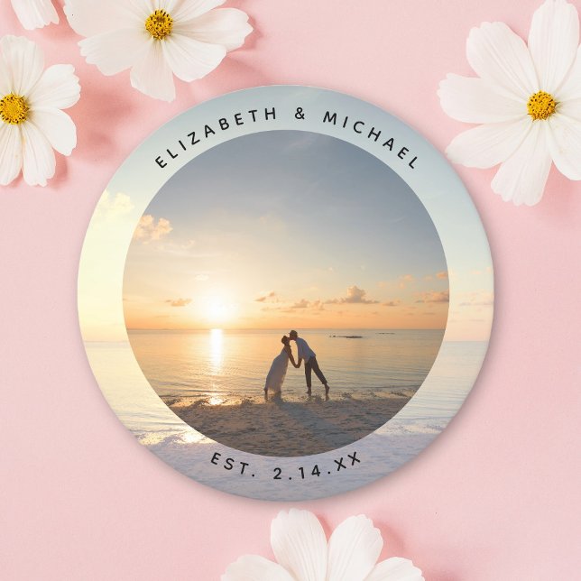 Dessous De Verre Rond Créez votre propre photo de mariage élégante perso (Créateur téléchargé)