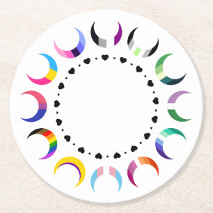 Dessous De Verre Rond Crescent Pride Lunes et Bague Coeur