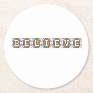 Dessous De Verre Rond CROIRE Inspirational Motivational Gold Texte