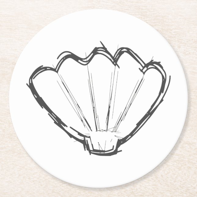 Dessous De Verre Rond Croquis de coquillage (Devant)