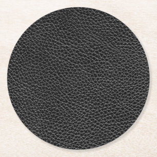 Dessous De Verre Rond Cuir noir de Faux