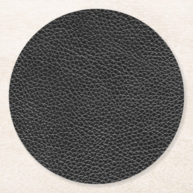 Dessous De Verre Rond Cuir noir de Faux (Devant)
