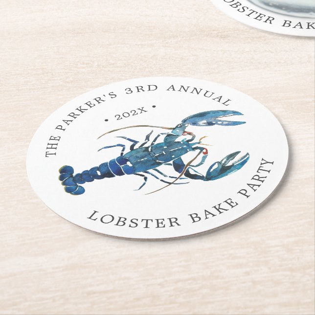 Dessous De Verre Rond Cuisine de homard bleu océan (Incliné)