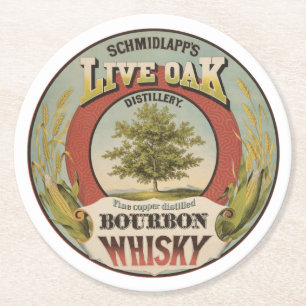 Dessous De Verre Rond Cuivre fin Distillé Bourbon Whisky.