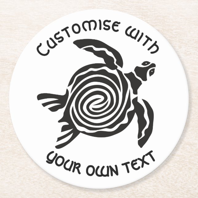 Dessous De Verre Rond Custom Text Tribal Turtle Design  (Devant)