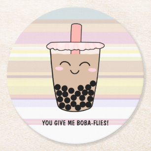 Dessous De Verre Rond Cute Boba Milk Tea Pun