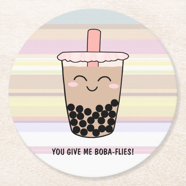 Dessous De Verre Rond Cute Boba Milk Tea Pun (Devant)