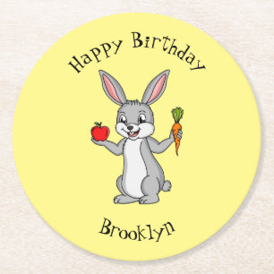 Dessous De Verre Rond Cute bunny rabbit with vegetables