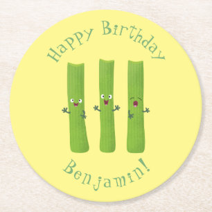 Dessous De Verre Rond Cute céleri bâtons trio caricature légumes