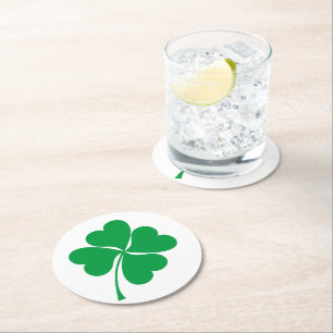 Dessous De Verre Rond Cute Green Lucky 4 coeur feuille Clover shamrock