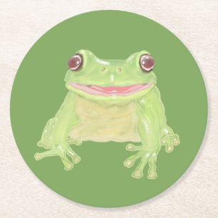 Dessous De Verre Rond Cute Green Tree Frog - transparent.