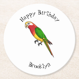 Dessous De Verre Rond Cute happy parrot