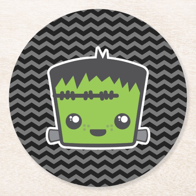 Dessous De Verre Rond Cute Kawaii Frankenstein Monster Fête d'Halloween (Devant)