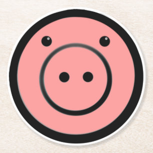 Dessous De Verre Rond Cute Kawaii Pink Piggy Pig Vector Art