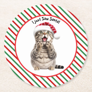 Dessous De Verre Rond Cute Kitty Funny Dessous de verre en papier de cha