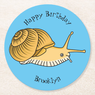Dessous De Verre Rond Cute yellow snail cartoon