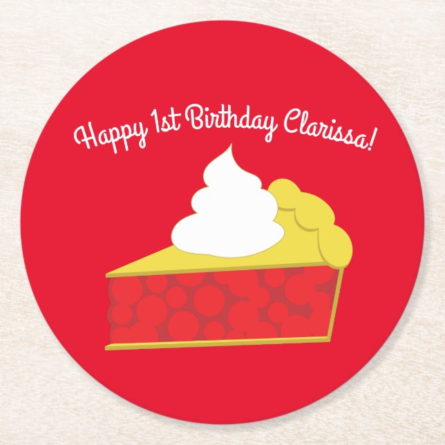 Dessous De Verre Rond Cutie Pie Cherry fête d'anniversaire (Devant)