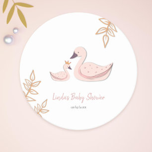 Dessous De Verre Rond Cygne rose blanc simple avec Baby shower Cygnet
