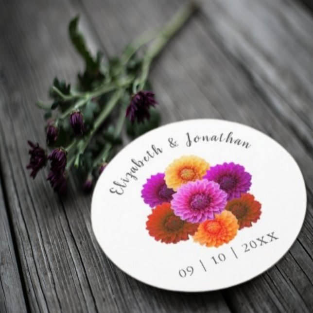 Dessous De Verre Rond Dahlia Mariage d'automne (Créateur téléchargé)