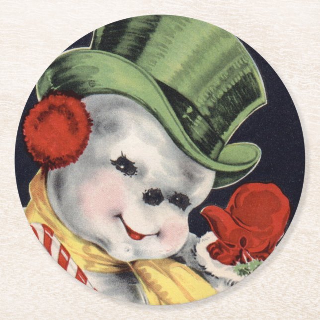 Dessous De Verre Rond Dapper Christmas Snowman (Devant)