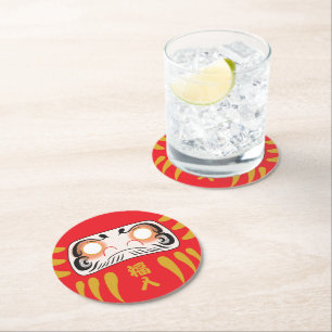 Dessous De Verre Rond Daruma japonais (pas d'yeux)