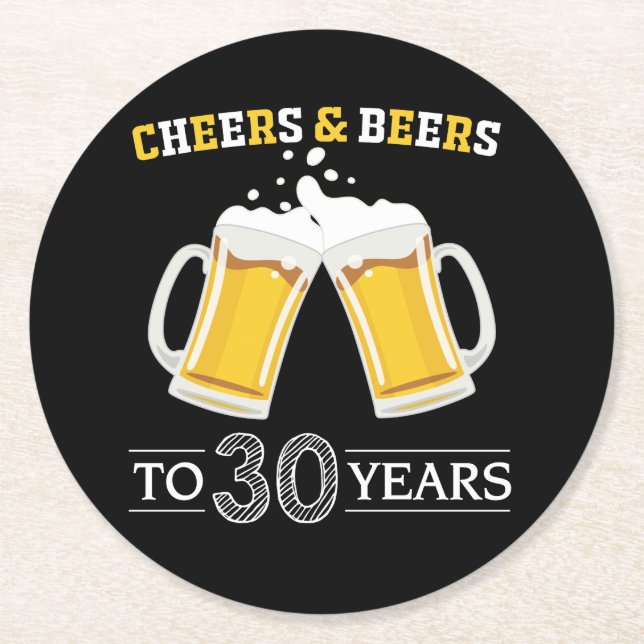 Dessous De Verre Rond Des bières à 30 ans (Devant)