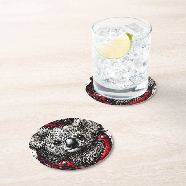 Dessous De Verre Rond Design artistique de l'ours Koala (En situation)