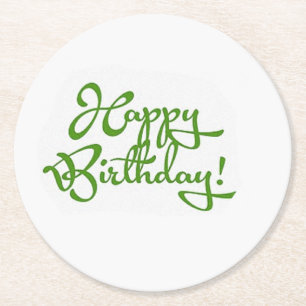 Dessous De Verre Rond design de calligraphie d'anniversaire heureux