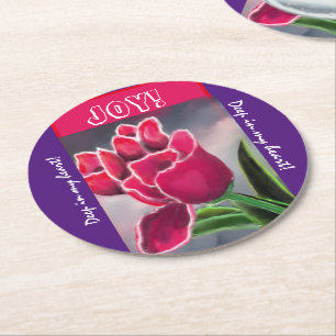 Dessous De Verre Rond Design floral d'anniversaire, personnalisation de 