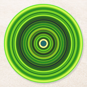 Dessous De Verre Rond Design Mandala vert géométrique-64555
