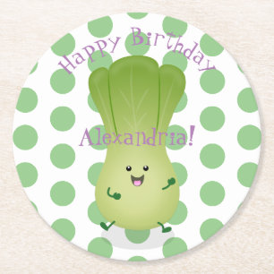 Dessous De Verre Rond dessin animé mignon de bok choy