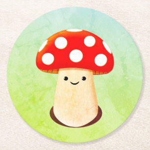 Dessous De Verre Rond Dessin de champignons mignons